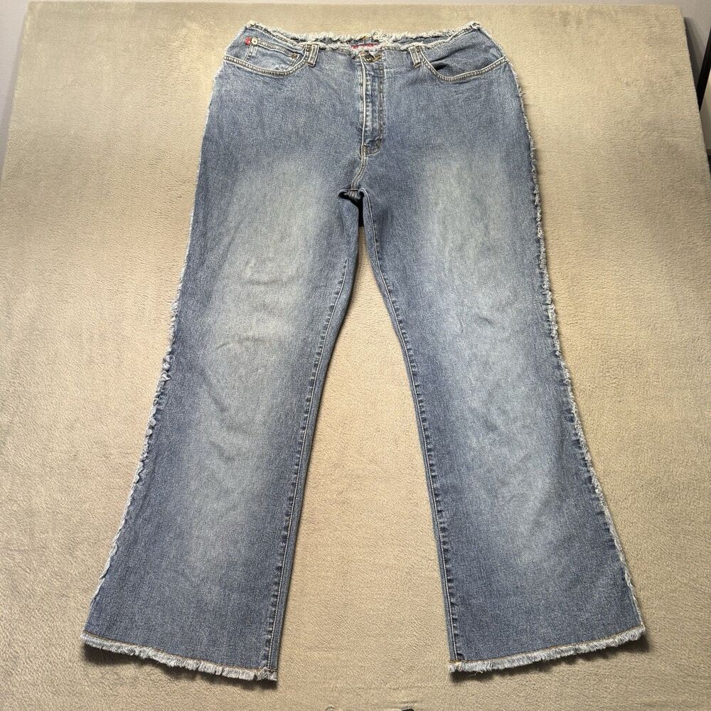 Zana-Di Womens 34X30 Flare Jeans Blue Frayed Hem High Rise Denim Y2K Vintage GUC